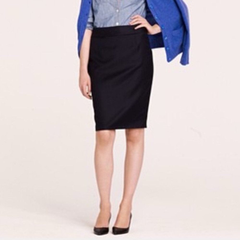 J. Crew Classic No. 2 Black Pencil Skirt-Stretch-Size 2